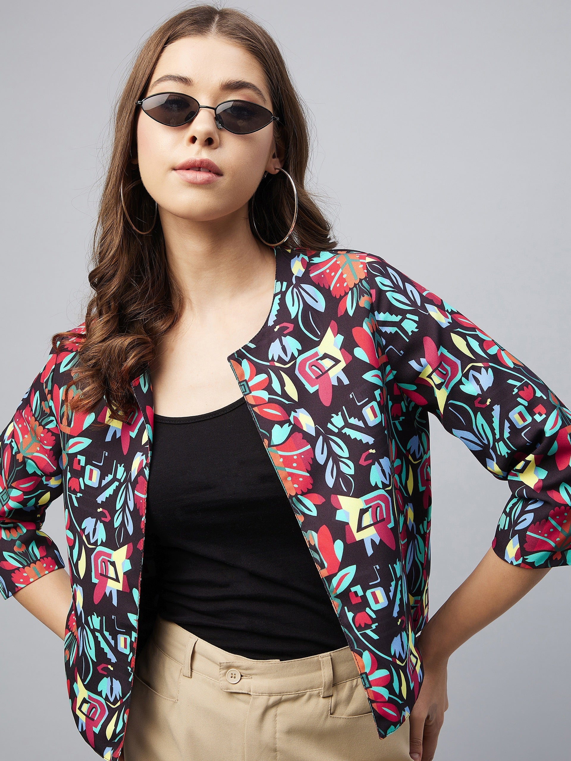 Women's Multicoloured Colour Blocked Shrug - Stylestone