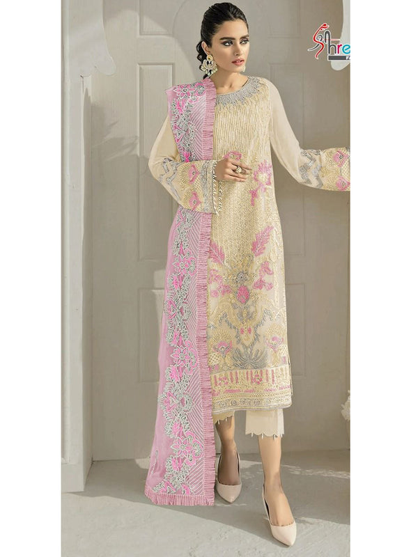 Yellow & Pink Georgette Embroidery Anarkali With Dupatta Set