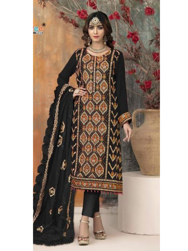 Black Georgette Embroidery Anarkali With Dupatta Set