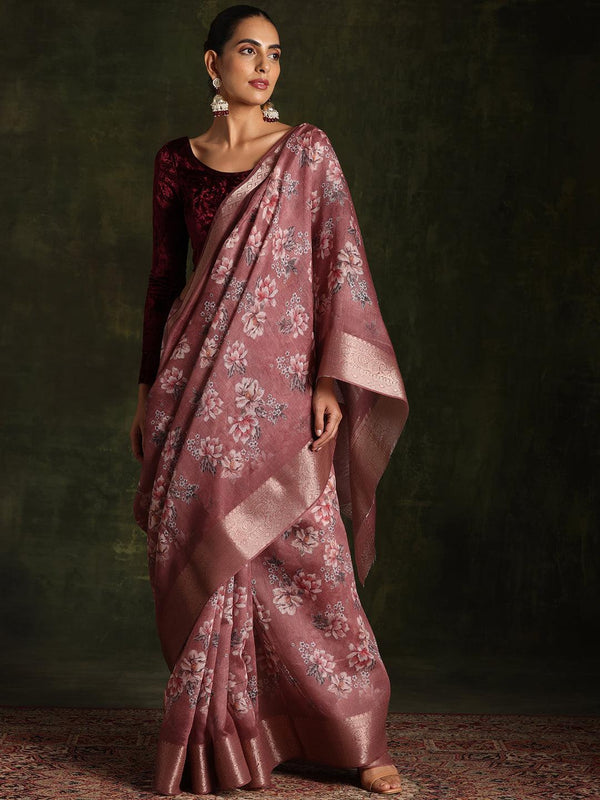 Sienna Printed Silk Blend Saree With Unstitched Blouse Piece - Jashvi