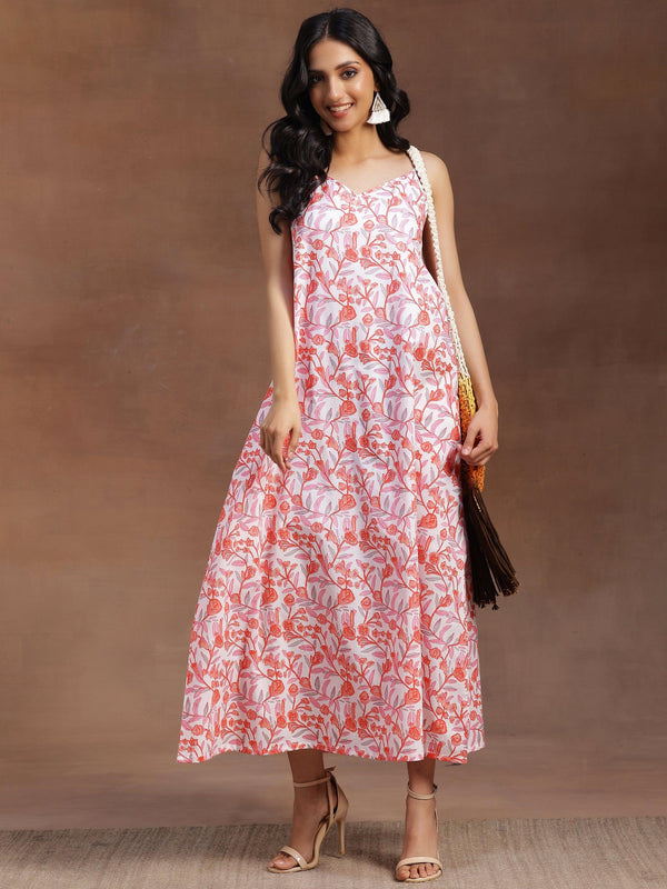 White Printed Cotton A-Line Dress - Jashvi