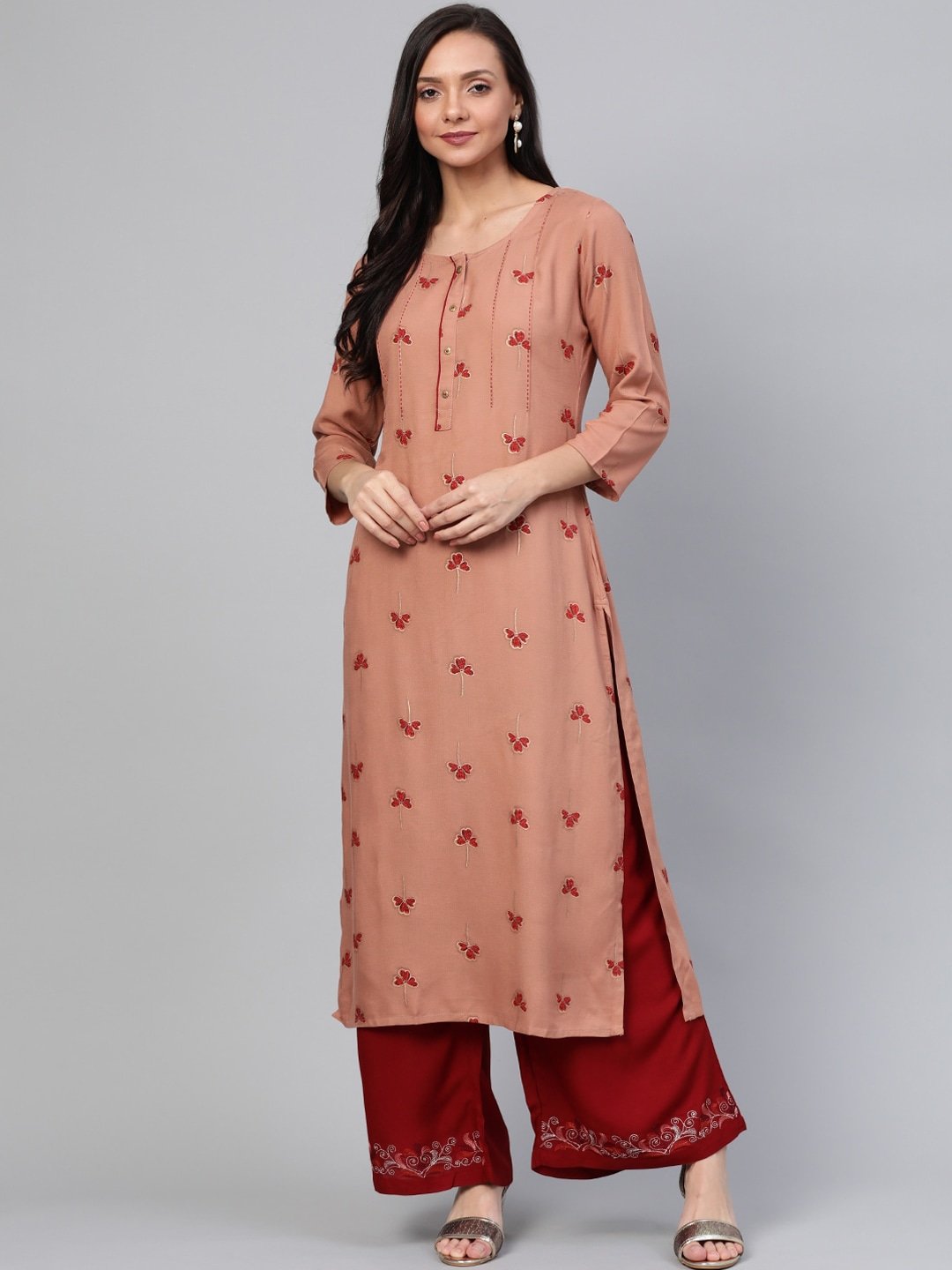 Women's Brown Straight Kurta - Yufta