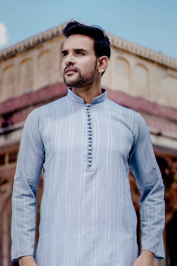 Men's Pure Khadi Dobby Kurta - Hatheli