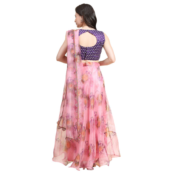 Women's Pink color Semi-Stitched  Lehenga Choli with Dupatta - Embro Vision