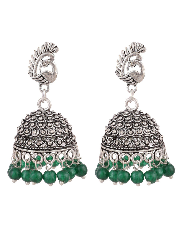 Women's Set Of 2 Oxidised Silver And Gold Plated Pearl Jhumka Earring - Anikas Creation