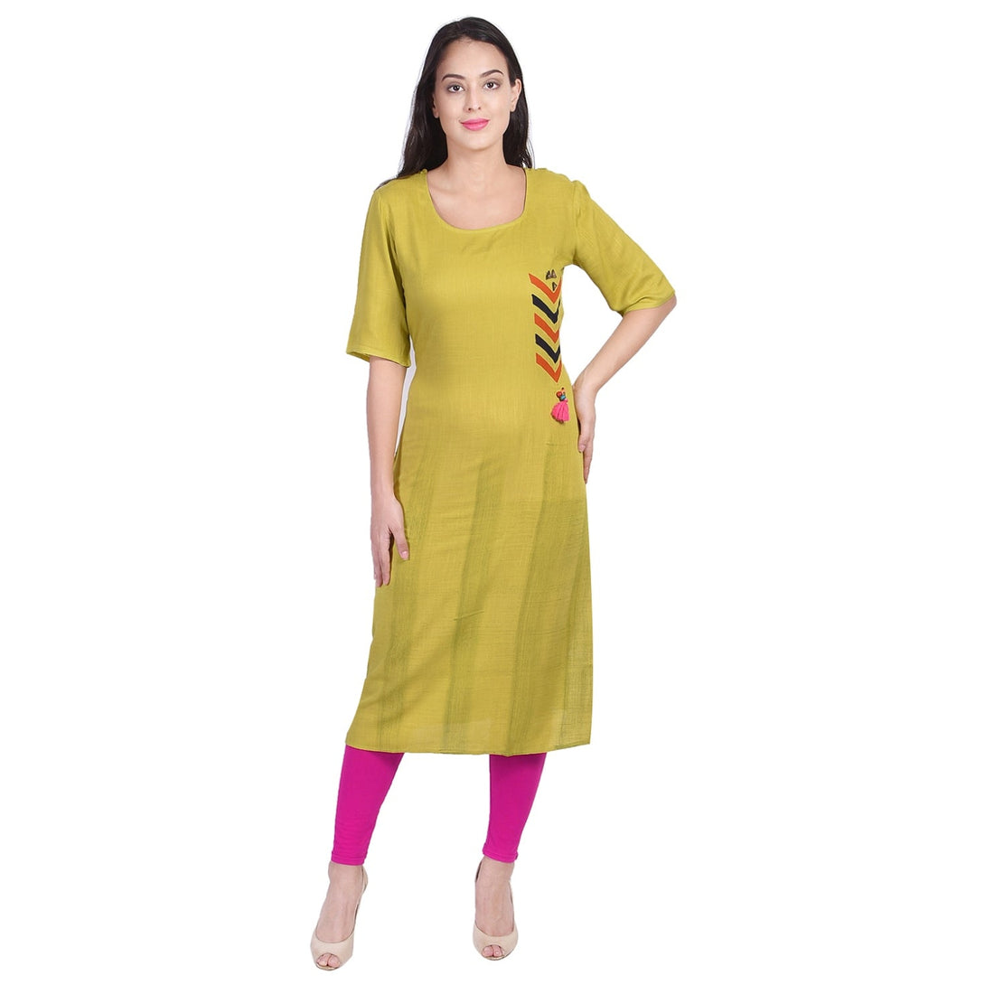 Women's Light Green Rayon Handblock Straight Kurta(Skf058) - Deckedup