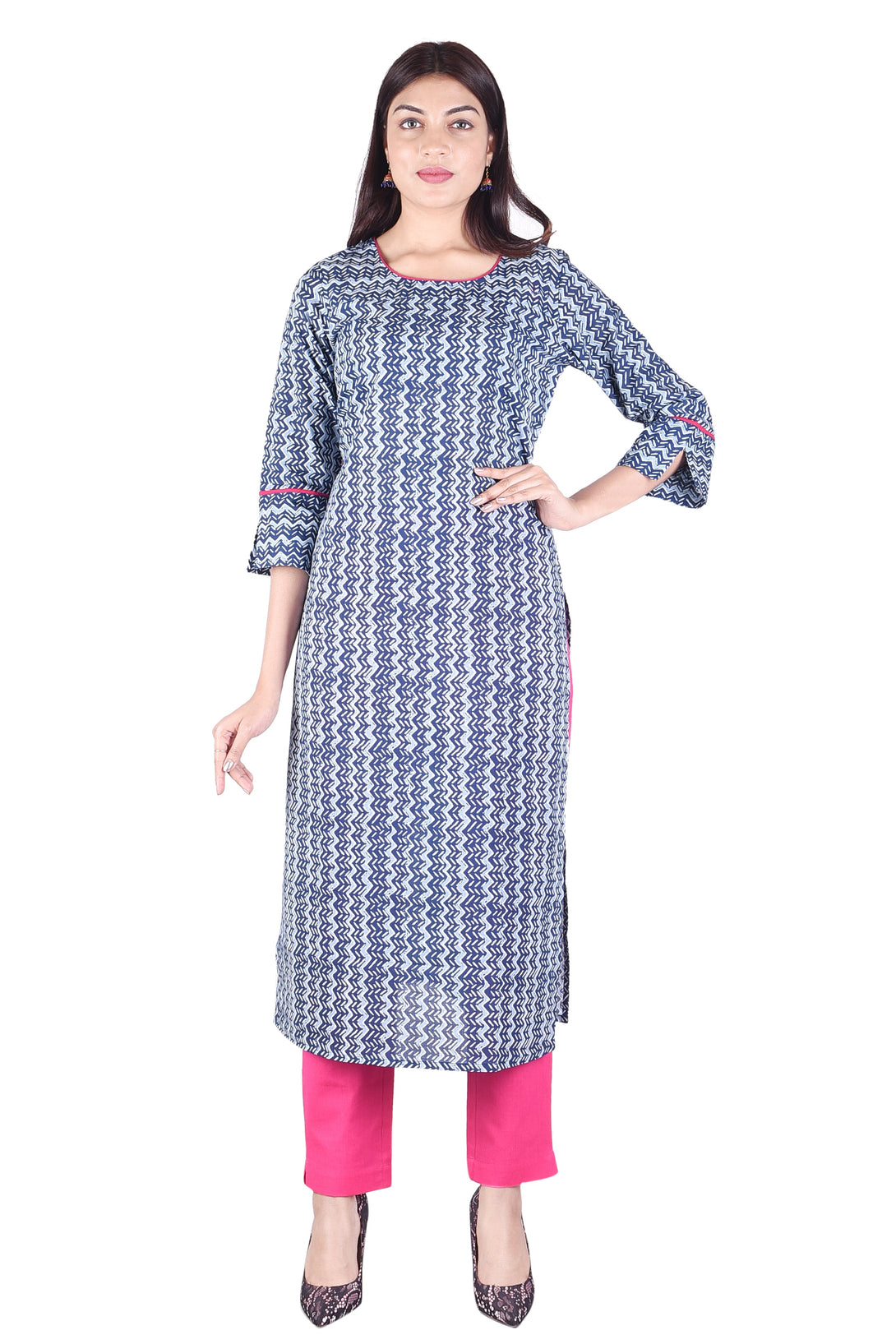 Women's Printed Cotton Straight Kurti - Deckedup