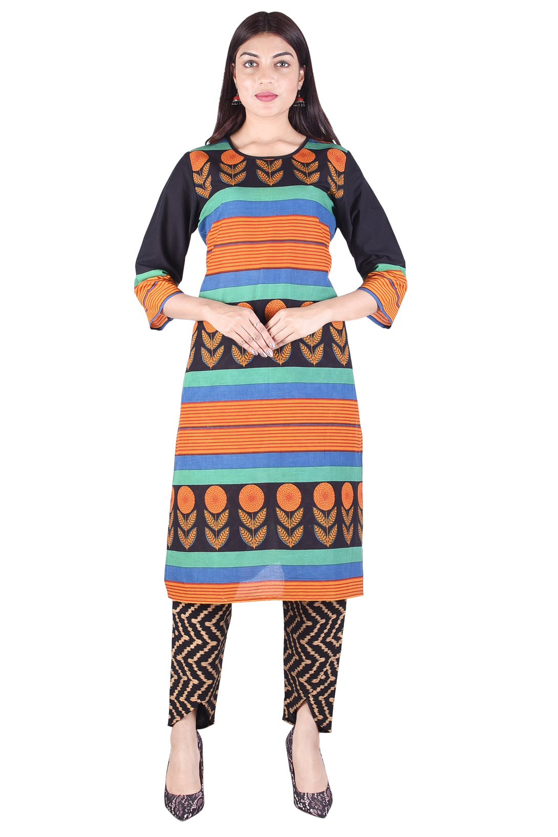 Women's Printed Cotton Straight Kurti - Deckedup