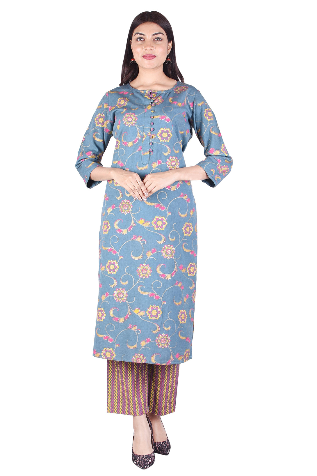 Women's Printed Cotton Flex Straight Kurti - Deckedup