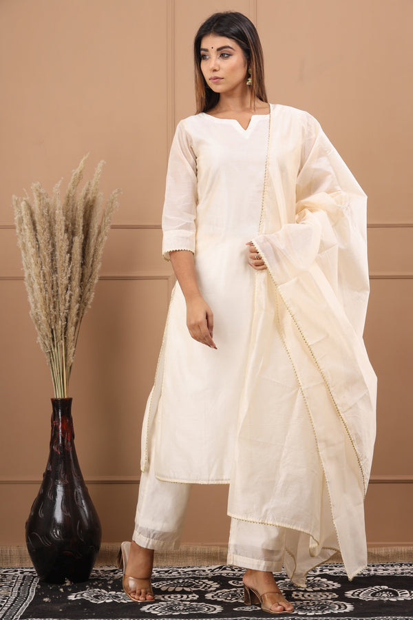 Women's Naveli Chanderi Suit  Dupatta Set - Saras The Label