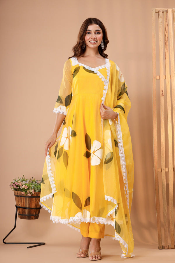 Women's Yellow Hand Paint Suit Set - Saras The Label