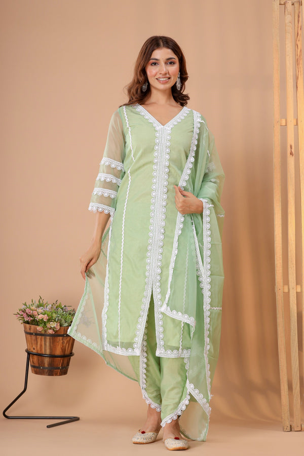 Women's Olive Organza Suit Set - Saras The Label