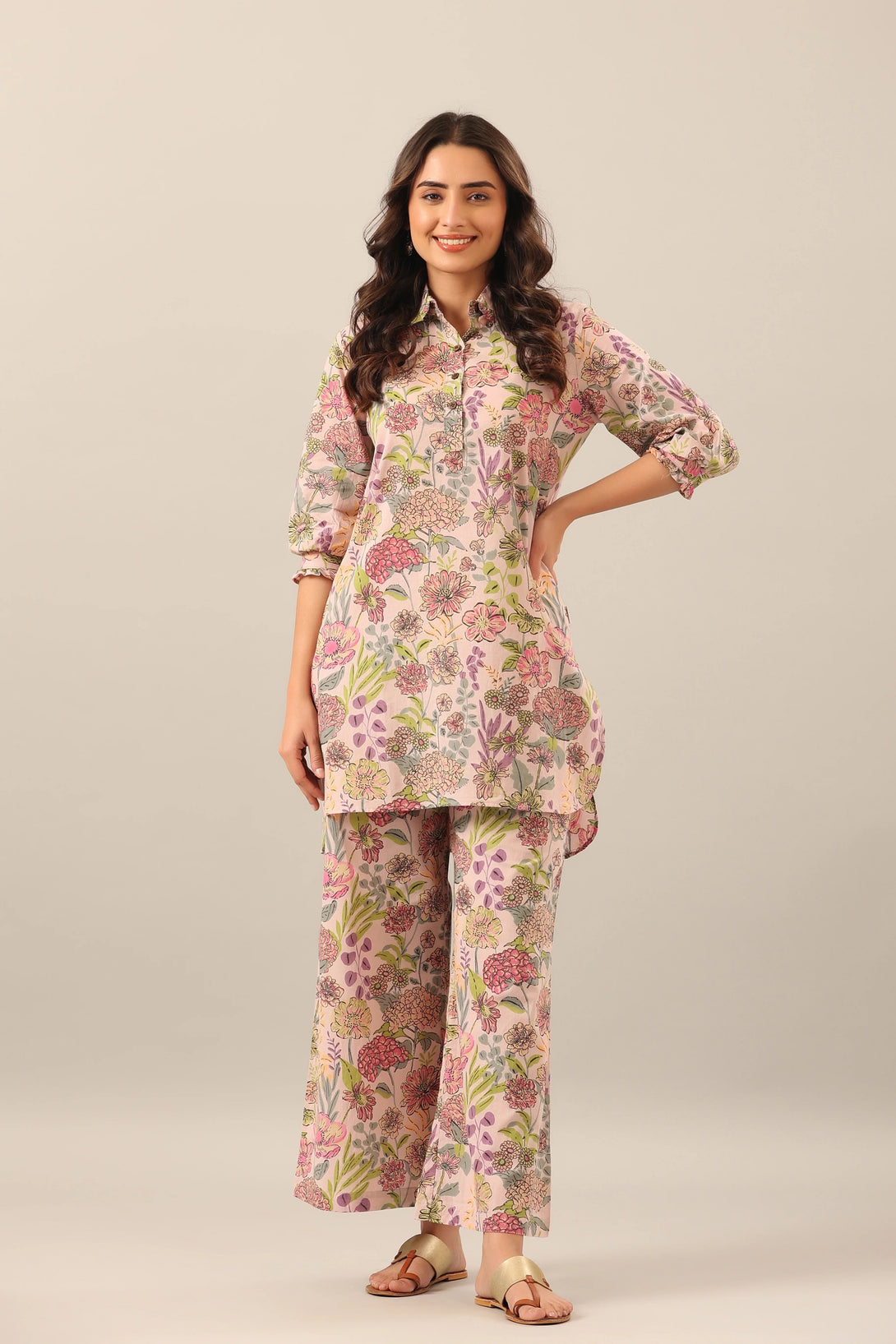 Women's White Printed Viscose Rayon Kurta And Pant Set - Alvami