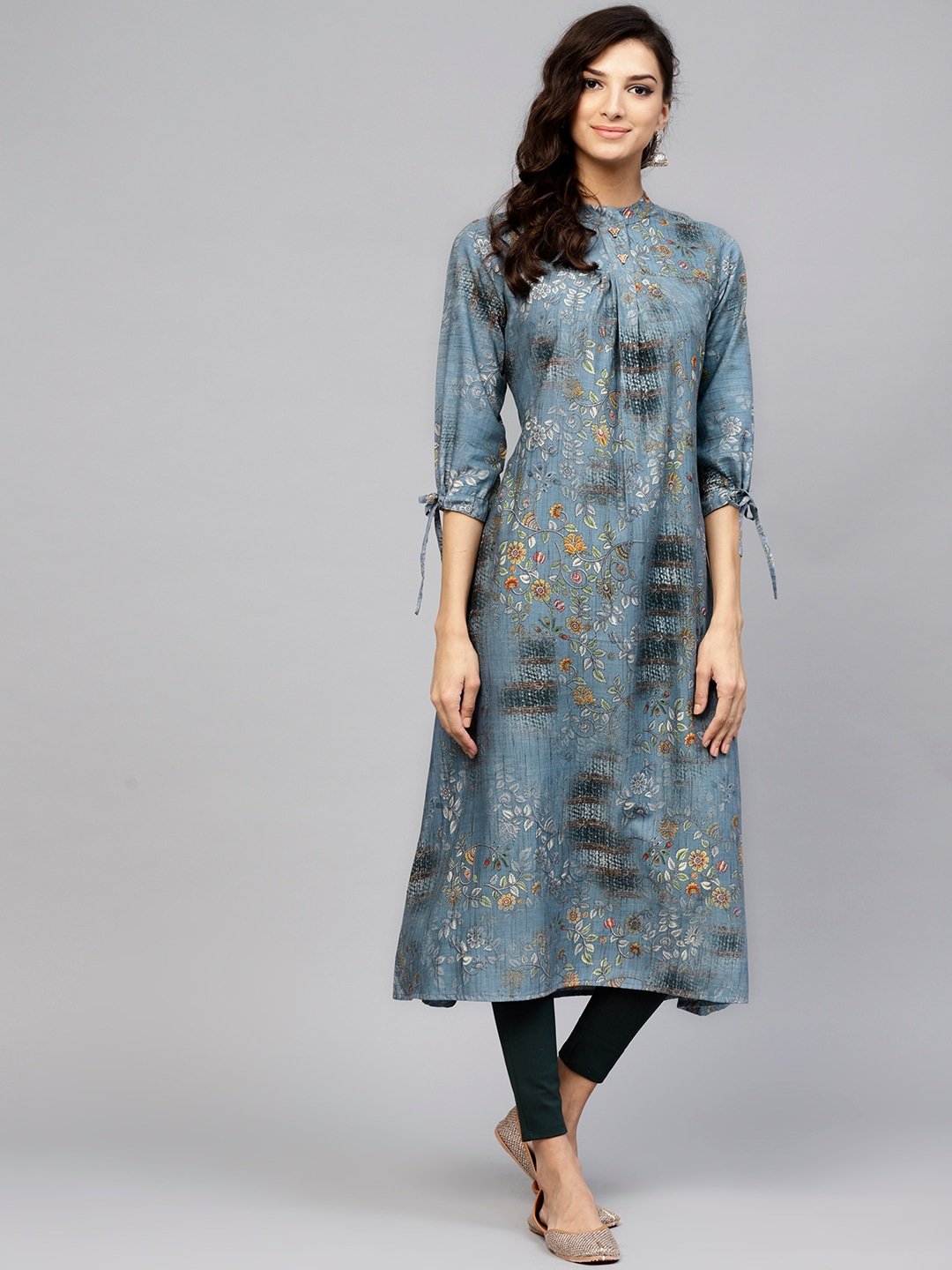 Women's Blue A-Line Kurta - Yufta