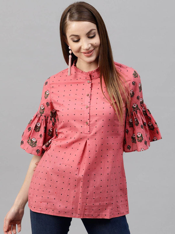 Women's Pink Printed Tunic - AKS