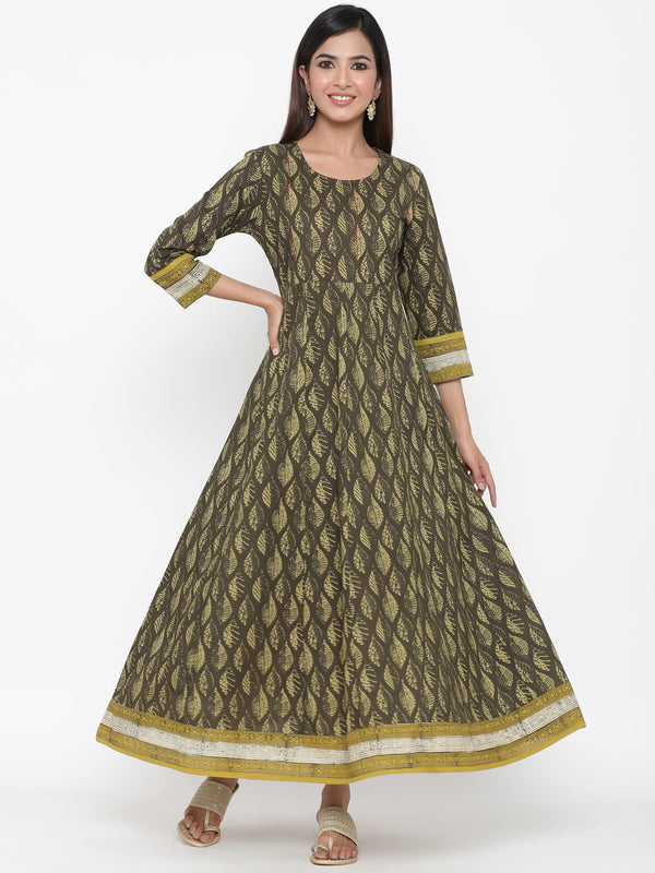 Women's Brown Anarkali Kurta by Kipek- (1pc set)