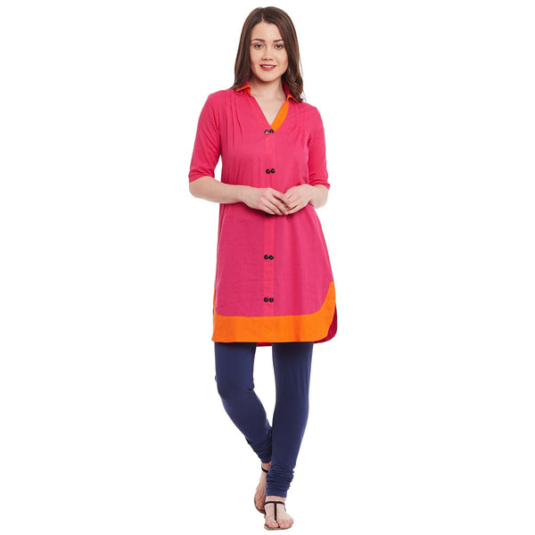 Women's Pannkh Casual 3/4 Sleeve SolidKurti - Pannkh