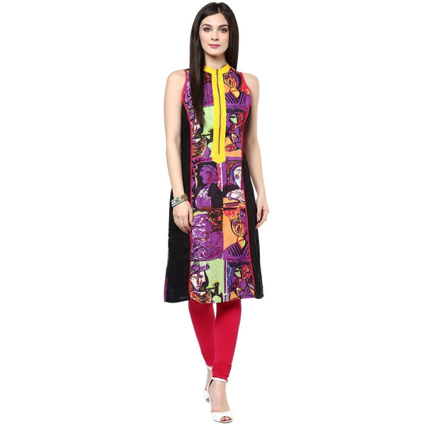 Women's Casual Sleeveless Printed Kurti - Pannkh