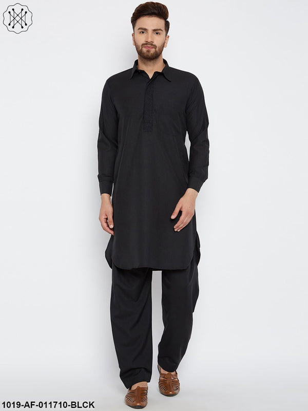 Men's Black Pathani Kurta Salwar Set - Sojanya