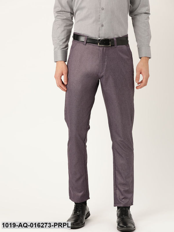 Men's Cotton Blend Purple Formal Trousers - Sojanya