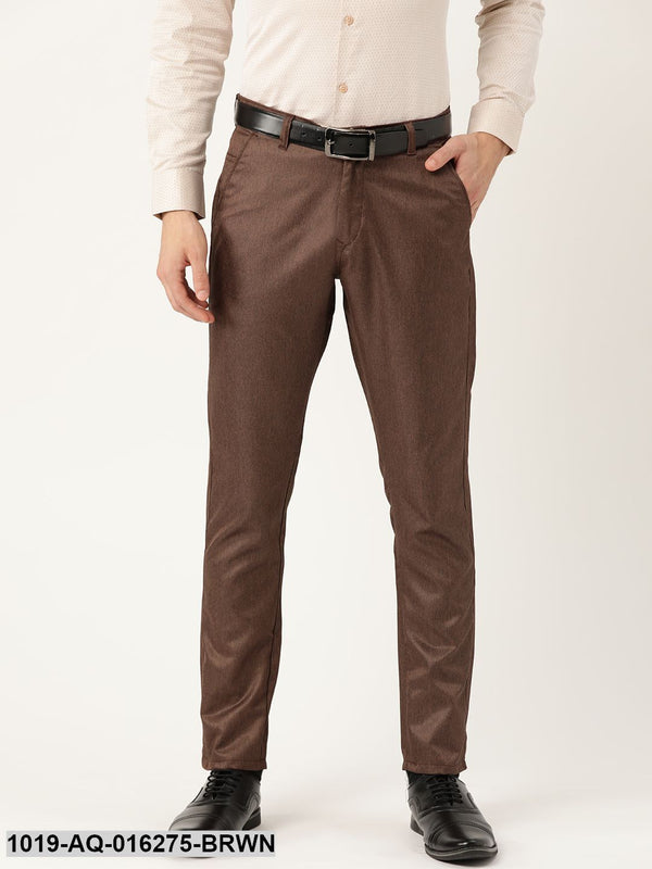 Men's Cotton Blend Brown Formal Trousers - Sojanya