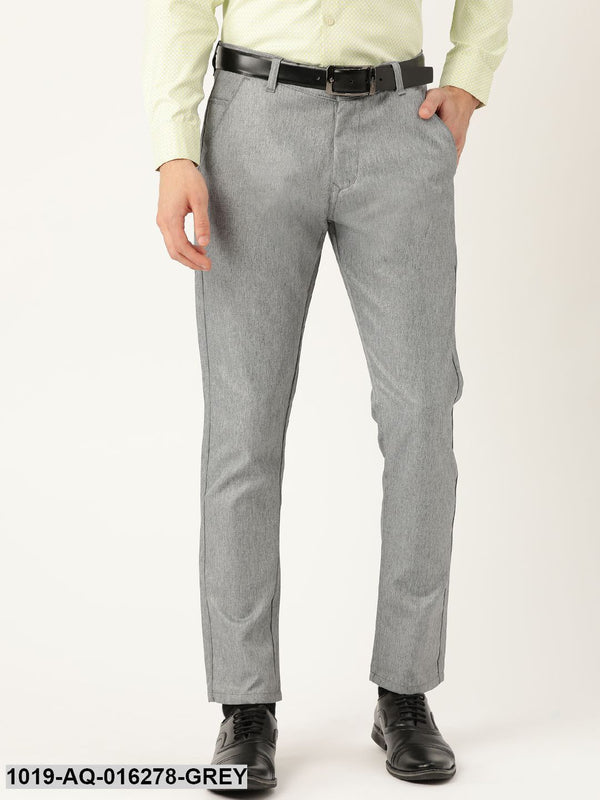 Men's Cotton Blend Grey Formal Trousers - Sojanya