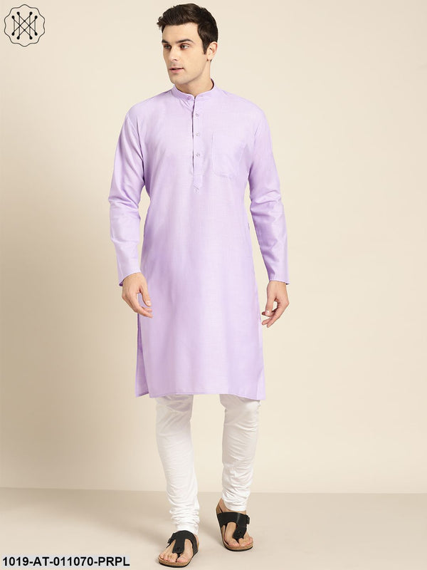 Men's Cotton Purple Solid Only Kurta - Sojanya