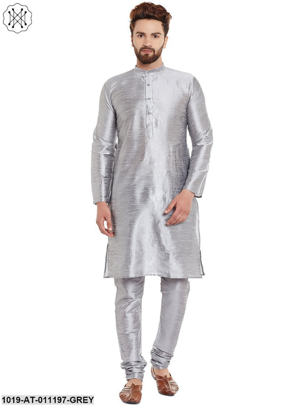 Men's Grey, Dupion Silk Kurta - Sojanya