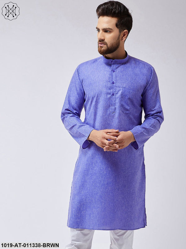 Men's Cotton Linen Brown Only Long Kurta - Sojanya