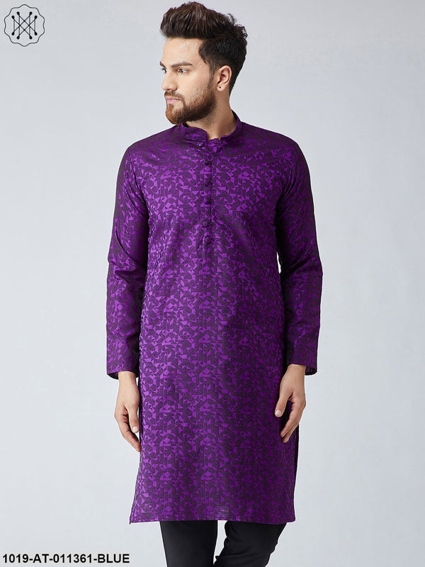 Men's Silk Blend Violet Only Long Kurta - Sojanya