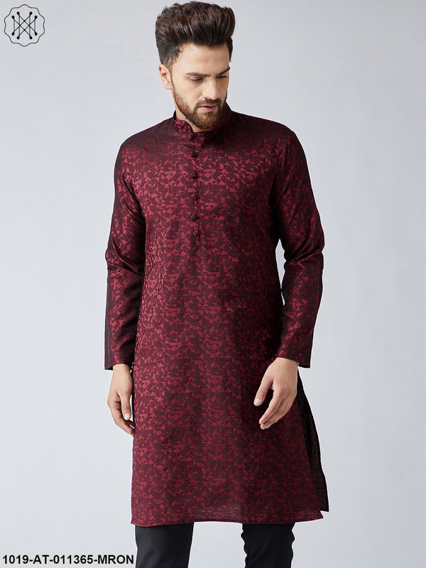 Men's Silk Blend Maroon Only Long Kurta - Sojanya