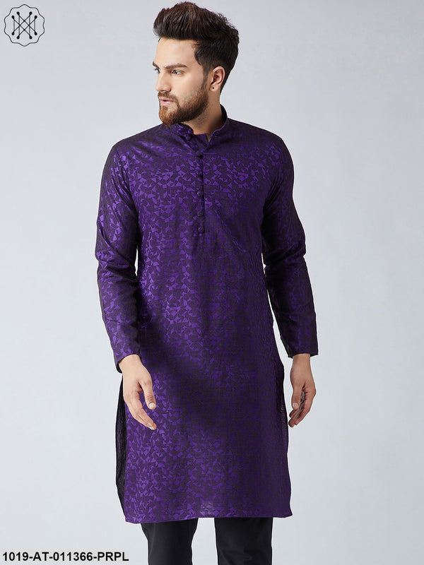 Men's Silk Blend Purple Only Long Kurta - Sojanya