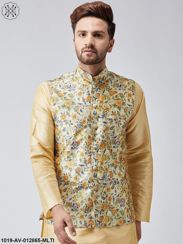 Men's Multi Printed Nehru Jacket - Sojanya