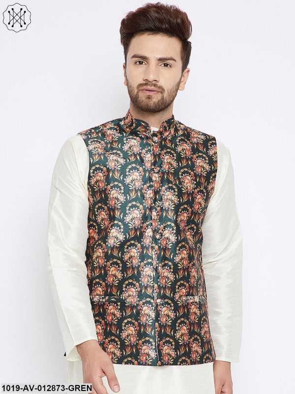 Men's Olivegreen Nehru Jacket - Sojanya