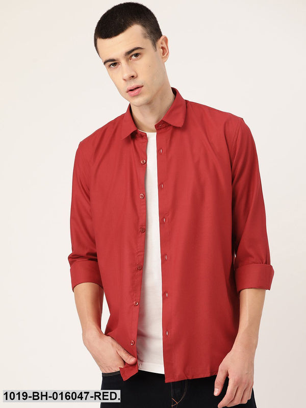 Men's Cotton Red Casual Shirt - Sojanya