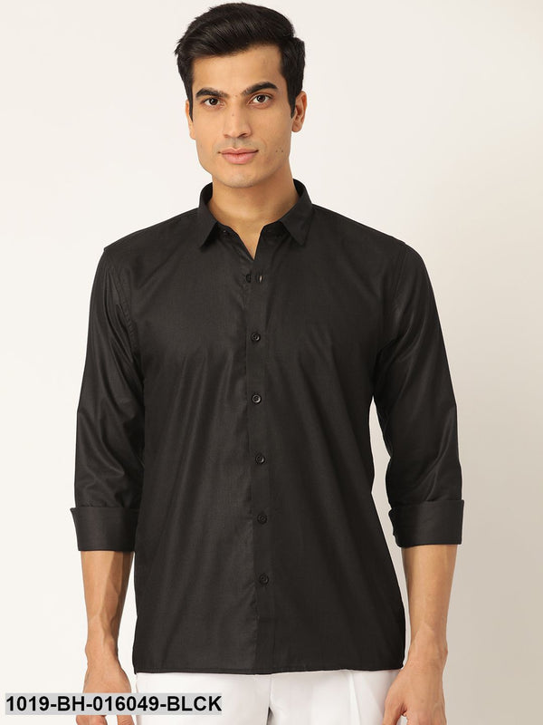 Men's Cotton Black Casual Shirt - Sojanya