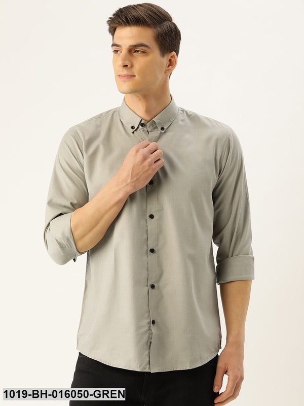 Men's Cotton Pista Green Casual Shirt - Sojanya