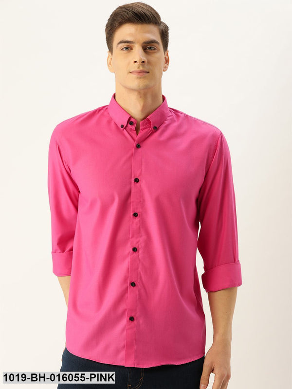 Men's Cotton Dark Pink Casual Shirt - Sojanya