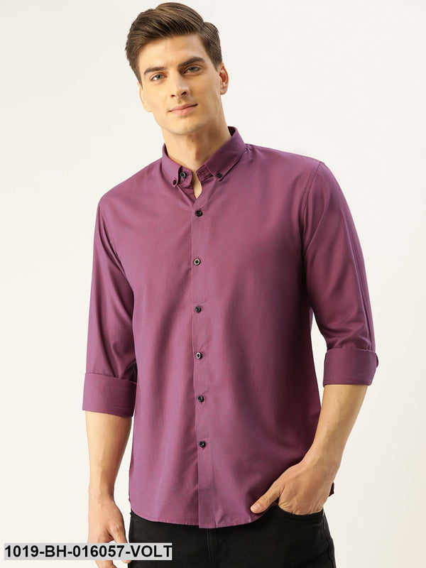 Men's Cotton Violet Casual Shirt - Sojanya