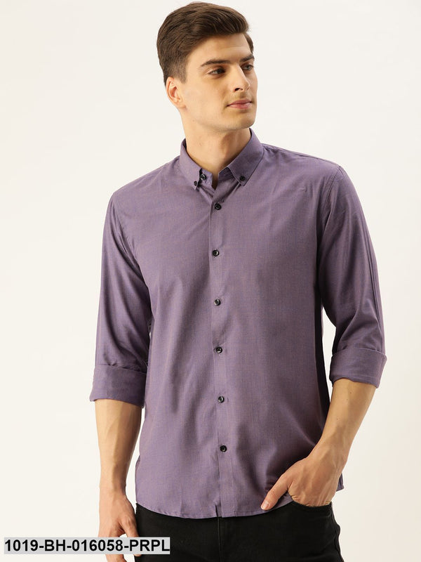 Men's Cotton Purple Casual Shirt - Sojanya