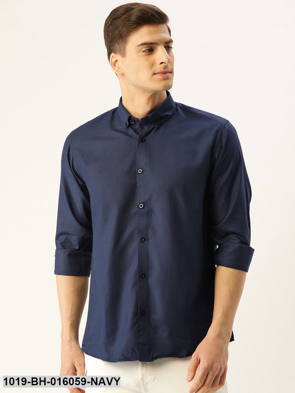 Men's Cotton Navy Blue Casual Shirt - Sojanya