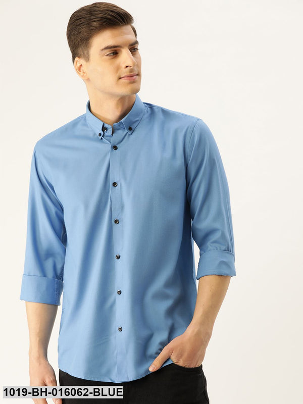 Men's Cotton Blue Casual Shirt - Sojanya