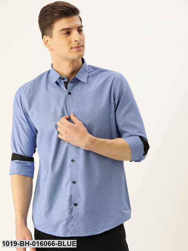 Men's Cotton Blue Casual Shirt - Sojanya