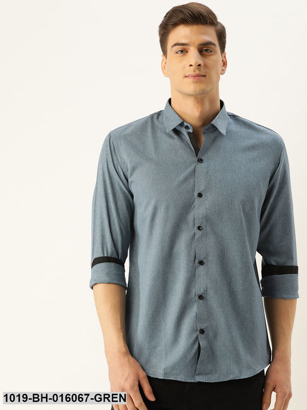 Men's Cotton Green Casual Shirt - Sojanya