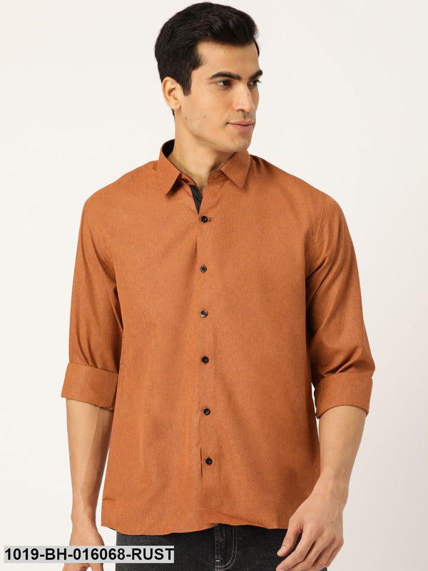 Men's Cotton Rust Casual Shirt - Sojanya