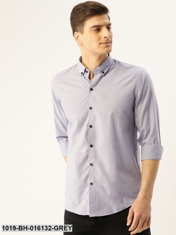 Men's Cotton Grey Casual Shirt - Sojanya