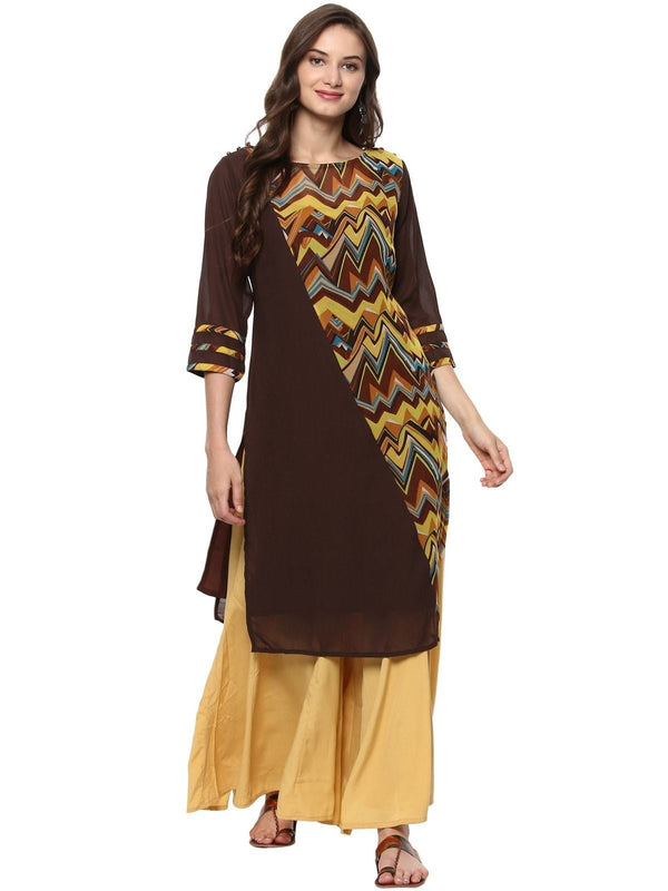 Women's Casual 3/4 Sleeve Printed Kurti - Pannkh