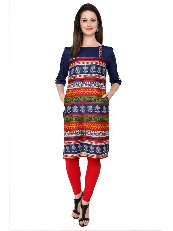 Women's Casual 3/4 Sleeve Printed Kurti - Pannkh