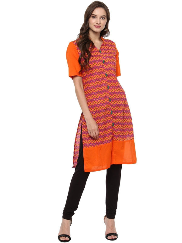 Women's Allover Print Stand Collar Print Kurti - Pannkh