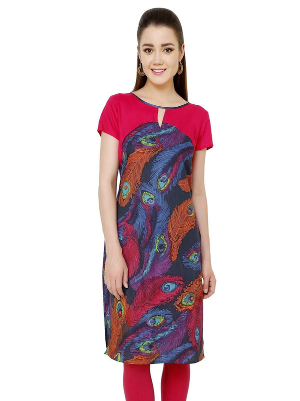 Women's Feather Print Kurti - Pannkh